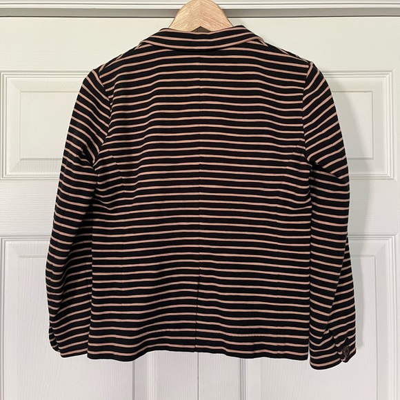 {J. Crew} Maritime Ponte Knit Striped Blazer in Black & Tan - Women's XS - Picture 6 of 10